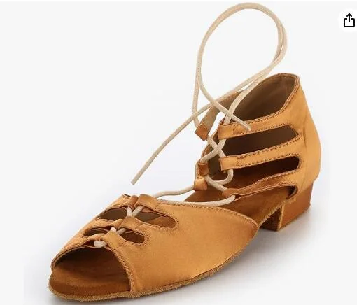 Suntan Ballroom Salsa Latin Low Heels Flat Dance Shoes